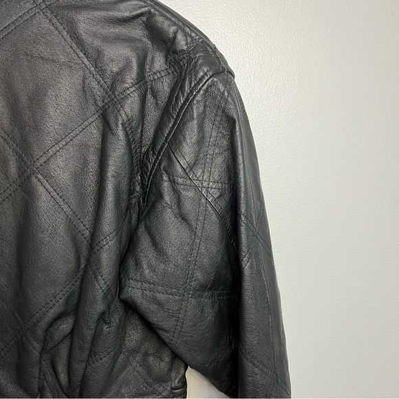 Winlit Women's Black Leather Jacket Zip Up Motorcycle Biker Sz M Filled Winter - Picture 16 of 16